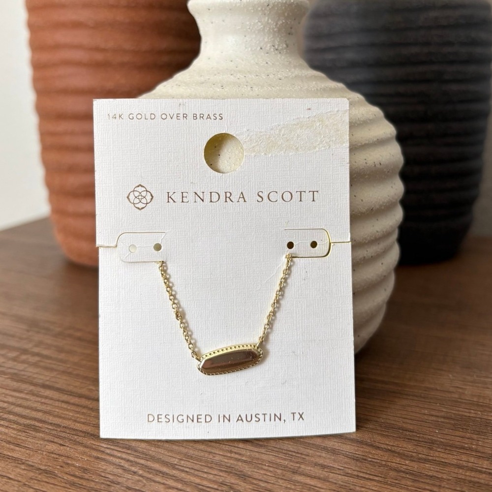 Kendra Scott Emma Pendent Necklace 14k Gold‎ Over Brass NEW Classy Chic Dainty